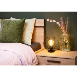 Lucide DANZA Tafellamp-Zwart-Ø25-1xE27-40W-Metaal Hot