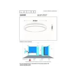 Lucide DASHER Plafonnière Badk.-Zwart-Ø34,8-LED-18W-2700K Best