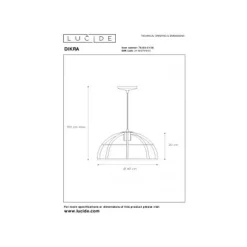 Lucide DIKRA Hanglamp E27 60W Ø40cm Zwart Online