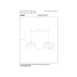 Lucide DIKRA Hanglamp 2xE27 60W Zwart