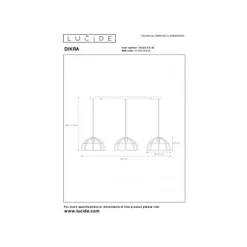 Lucide DIKRA Hanglamp 3xE27 60W Zwart Outlet