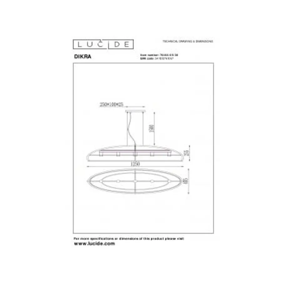 Lucide DIKRA Hanglamp-Zwart-5xE27-60W-Metaal Hot