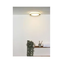 Lucide DIMY - Plafonnière Badkamer - Ø 28,6 cm - LED Dimb. - 1x12W 3000K - IP21 - 3 StepDim - Licht hout Online