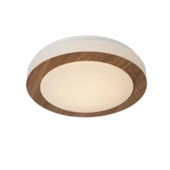 Lucide DIMY - Plafonnière Badkamer - Ø 28,6 cm - LED Dimb. - 1x12W 3000K - IP21 - 3 StepDim - Hout Discount