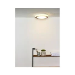 Lucide DIMY - Plafonnière Badkamer - Ø 28,6 cm - LED Dimb. - 1x12W 3000K - IP21 - 3 StepDim - Hout Discount