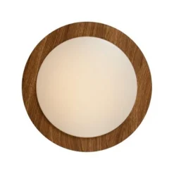 Lucide DIMY - Plafonnière Badkamer - Ø 28,6 cm - LED Dimb. - 1x12W 3000K - IP21 - 3 StepDim - Hout Discount