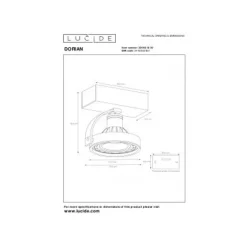 Lucide DORIAN - Plafondspot - LED Dim to warm - GU10 - 1x12W 2200K/3000K - Zwart Discount