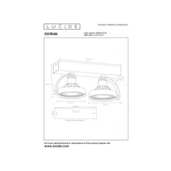 Lucide DORIAN - Plafondspot - LED Dim to warm - GU10 - 2x12W 2200K/3000K - Zwart