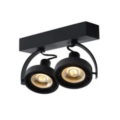 Lucide DORIAN - Plafondspot - LED Dim to warm - GU10 - 2x12W 2200K/3000K - Zwart