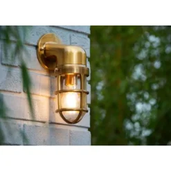 Lucide DUDLEY - Wandlamp Buiten - 1xE27 - IP65 - Mat Goud / Messing