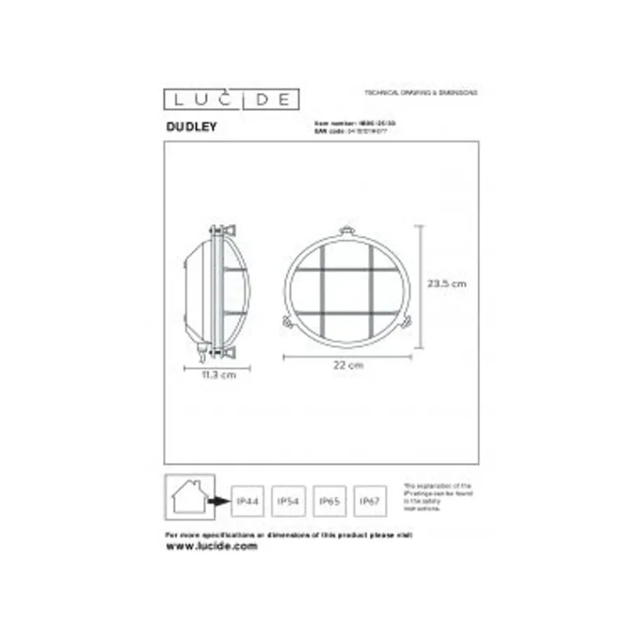 Lucide DUDLEY - Wandlamp Buiten - Ø 25 cm - 1xE27 - IP65 - Zwart Online