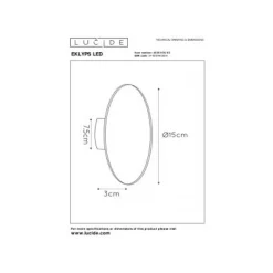 Lucide EKLYPS LED - Wandlamp - Ø 15 cm - LED - 1x7W 3000K - Mat Goud / Messing Outlet