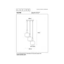Lucide ELOISE Hanglamp-Zwart-Ø40-3xE27-40W-Glas Discount
