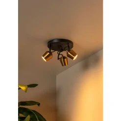 Lucide EMILE - Plafondspot - Ø 23 cm - 3xGU10 - Mat Goud / Messing