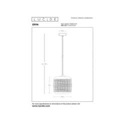 Lucide ERYN - Hanglamp - Ø 20 cm - 1xE27 - Chroom Online