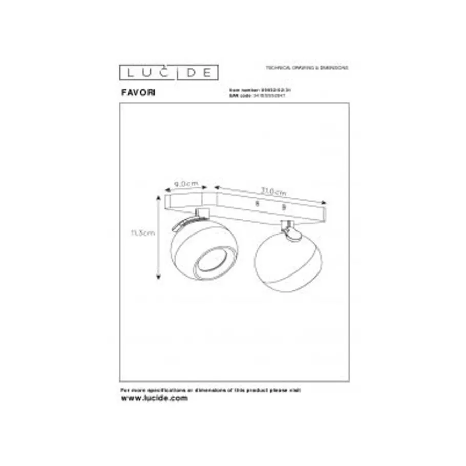 Lucide FAVORI - Plafondspot - 2xGU10 - Wit Online