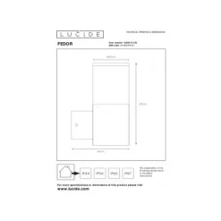 Lucide FEDOR - Wandlamp Buiten - 1xE27 - IP44 - Zwart Discount