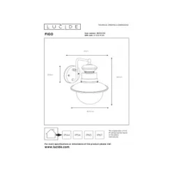Lucide FIGO - Wandlamp Buiten - Ø 21,3 cm - 1xE27 - IP44 - Zink Outlet