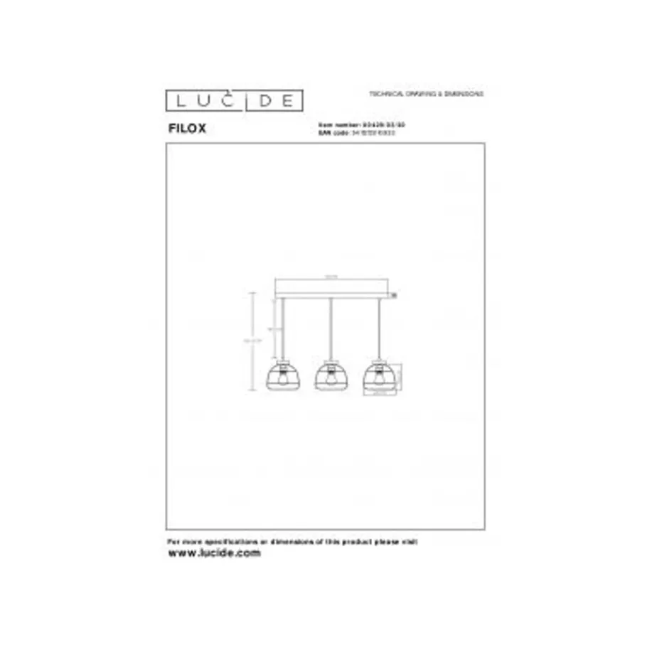 Lucide FILOX Hanglamp-Zwart-3xE27-40W-Metaal Online