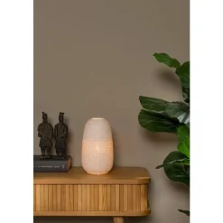 Lucide FLORES Tafellamp-Wit-Ø14,1-1xE14-25W-Porsel. Outlet