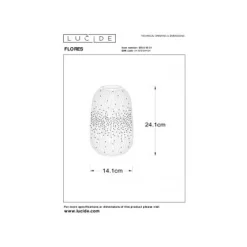 Lucide FLORES Tafellamp-Wit-Ø14,1-1xE14-25W-Porsel. Outlet