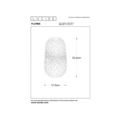 Lucide FLORES Tafellamp-Wit-Ø17,5-1xE14-25W-Porsel. Outlet