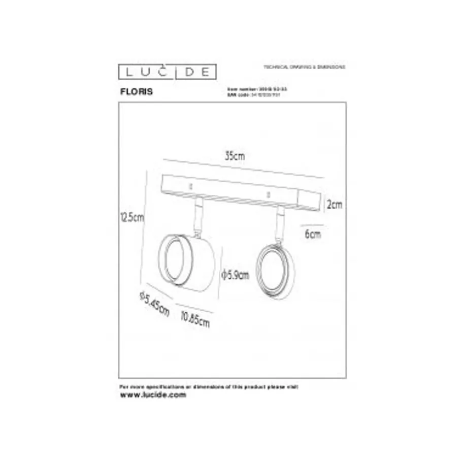 Lucide FLORIS - Plafondspot - Ø 10 cm - 2xGU10 - Groen Discount