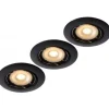 Lucide FOCUS - Inbouwspot - Ø 8,1 cm - LED Dimb. - GU10 - 3x5W 3000K - Zwart - Set van 3 Discount