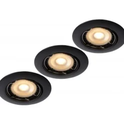 Lucide FOCUS - Inbouwspot - Ø 8,1 cm - LED Dimb. - GU10 - 3x5W 3000K - Zwart - Set van 3 Discount