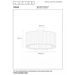 Lucide FOLD Plafonnière-Wit-Ø40-1xE27-40W-Stof Best