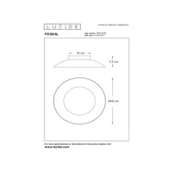 Lucide FOSKAL - Plafonnière - Ø 34,5 cm - LED - 1x12W 2700K - Zwart Outlet