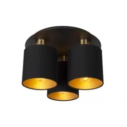 Lucide FUDRAL Plafonnière-Zwart-Ø37-3xE27-10W-Katoen Online