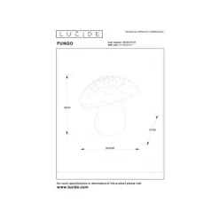 Lucide FUNGO Tafellamp-Mat Go.-1xE14-25W-Porsel. Clearance