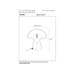 Lucide FUNGO Tafellamp-Oranje-1xE27-60W-Glas Clearance