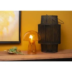 Lucide FUNGO Tafellamp-Oranje-1xE27-60W-Glas Clearance