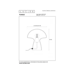 Lucide FUNGO Tafellamp-Roze-1xE27-60W-Glas Discount