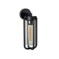 Lucide GARLAND Wandlamp Buiten-Zwart-1xE27-20W-IP44-Glas Outlet
