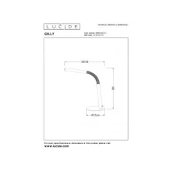 Lucide GILLY Bureaulamp-Wit-LED Dimb.-3W-2700K-Metaal Best