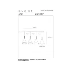 Lucide GIPSY Hanglamp 4x E27 Zwart Beton Hot