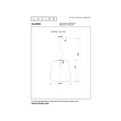Lucide GLORIO Hanglamp-Zwart-Ø45-1xE27-60W-Glas Best