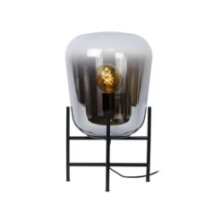 Lucide GLORIO Tafellamp-Zwart-Ø32-1xE27-60W-Glas Clearance