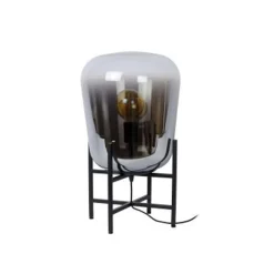Lucide GLORIO Tafellamp-Zwart-Ø32-1xE27-60W-Glas Clearance