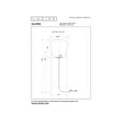 Lucide GLORIO Vloerlamp-Zwart-Ø45-1xE27-60W-Glas Outlet