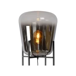 Lucide GLORIO Vloerlamp-Zwart-Ø45-1xE27-60W-Glas Outlet