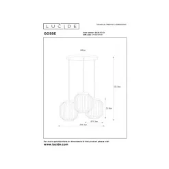 Lucide GOSSE - Hanglamp - 3xE27 - Wit Hot