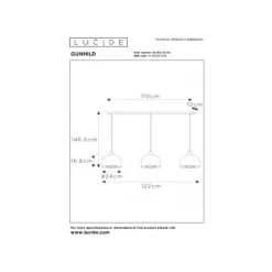 Lucide GUNHILD Hanglamp-Transp.-3xE27-60W-Glas Hot
