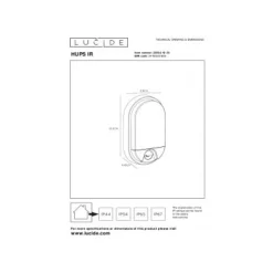 Lucide HUPS IR Wandlamp Buiten-Zwart-LED-10W-3000K-IP54 Clearance