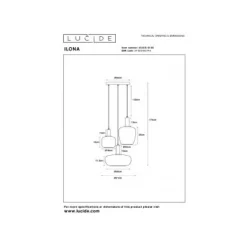 Lucide ILONA Hanglamp-Zwart-3xE27-40W-Glas Clearance