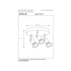 Lucide JASTER-LED - Plafondspot - Ø 20 cm - LED - GU10 - 3x5W 2700K - Zwart Best