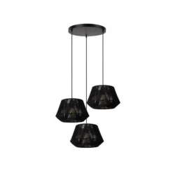 Lucide JESSICA Hanglamp-Zwart-Ø35,5-3xE27-60W-Katoen Sale